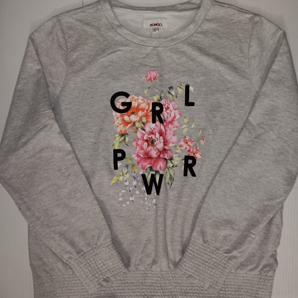 BONGO JUNIORS GIRL POWER FLORAL PRINT SWEATSHIRT